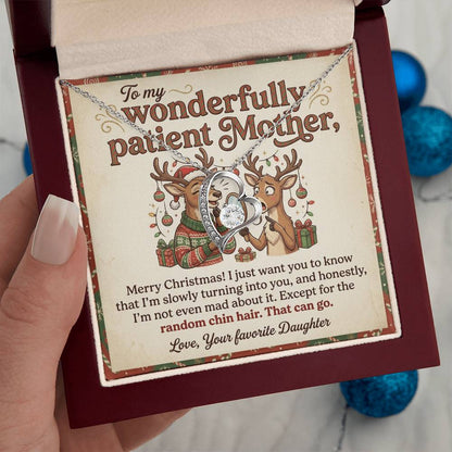 To My Mother Necklace From Daughter, Funny Christmas Gift For Mom, Holiday Gift, Turning Into You Quote, Love Knot Necklace-LKN60637