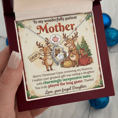 To My Mother Necklace From Daughter, Funny Christmas Gift, Mom Gift for Christmas, Merry Christmas Mom - Love Knot Necklace-LKN61313