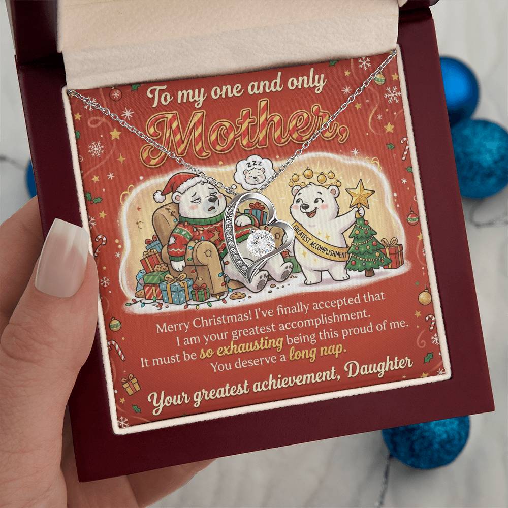 To My Mother Necklace From Daughter, Funny Christmas Gift for Mom, Birthday Present - Love Knot Necklace-LKN12082