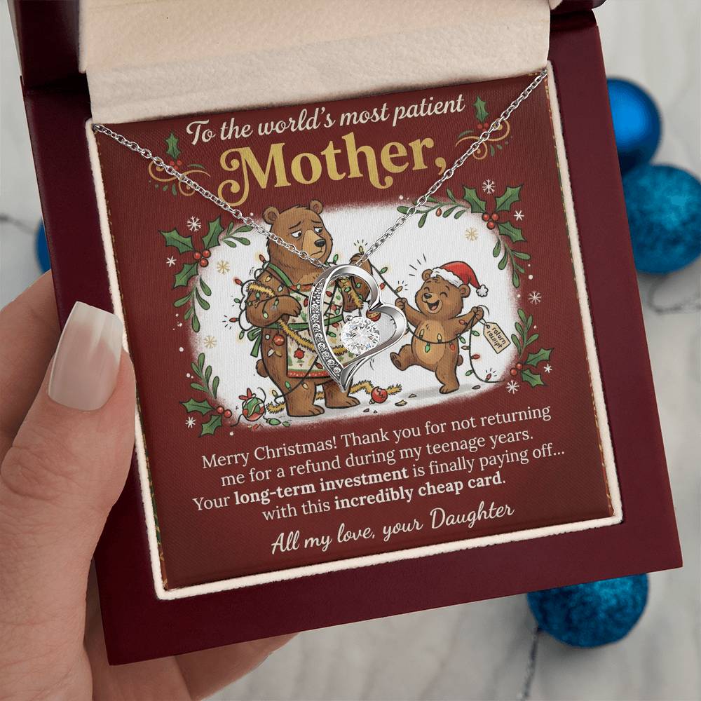 To My Mother Necklace From Daughter, Funny Christmas Gift for Mom, Mother Daughter Jewelry - Love Knot Necklace-LKN38433