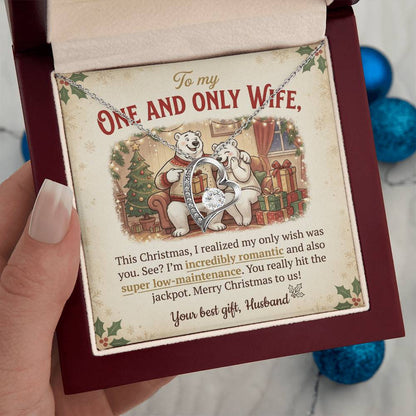 To My One and Only Wife Necklace From Husband, Funny Christmas Gift for Her, Romantic Wife Present, Love Knot Necklace-LKN15984