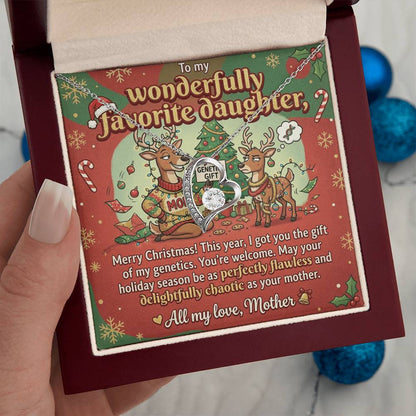 To My Daughter Necklace From Mother, Funny Christmas Gift, Holiday Gift for Daughter, Humorous Message Card, Love Knot Necklace-LKN64727