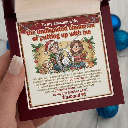 To My Wife Necklace From Husband, Funny Christmas Gift, Holiday Present For Her, Love Knot Necklace-LKN93284