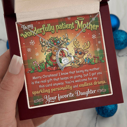 To My Mother Necklace From Daughter, Funny Christmas Gift for Mom, Holiday Jewelry Gift, Endless Drama - Love Knot Necklace-LKN21923