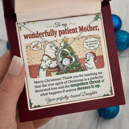 To My Mother Necklace From Daughter, Funny Christmas Gift, Merry Christmas Gift for Mom - Love Knot Necklace-LKN78059