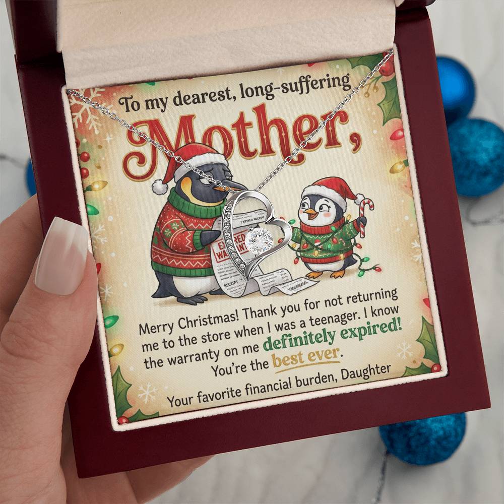 To My Mother Necklace From Daughter, Funny Christmas Gift For Mom, Birthday Present, Best Mom Ever Gift - Love Knot Necklace-LKN75077