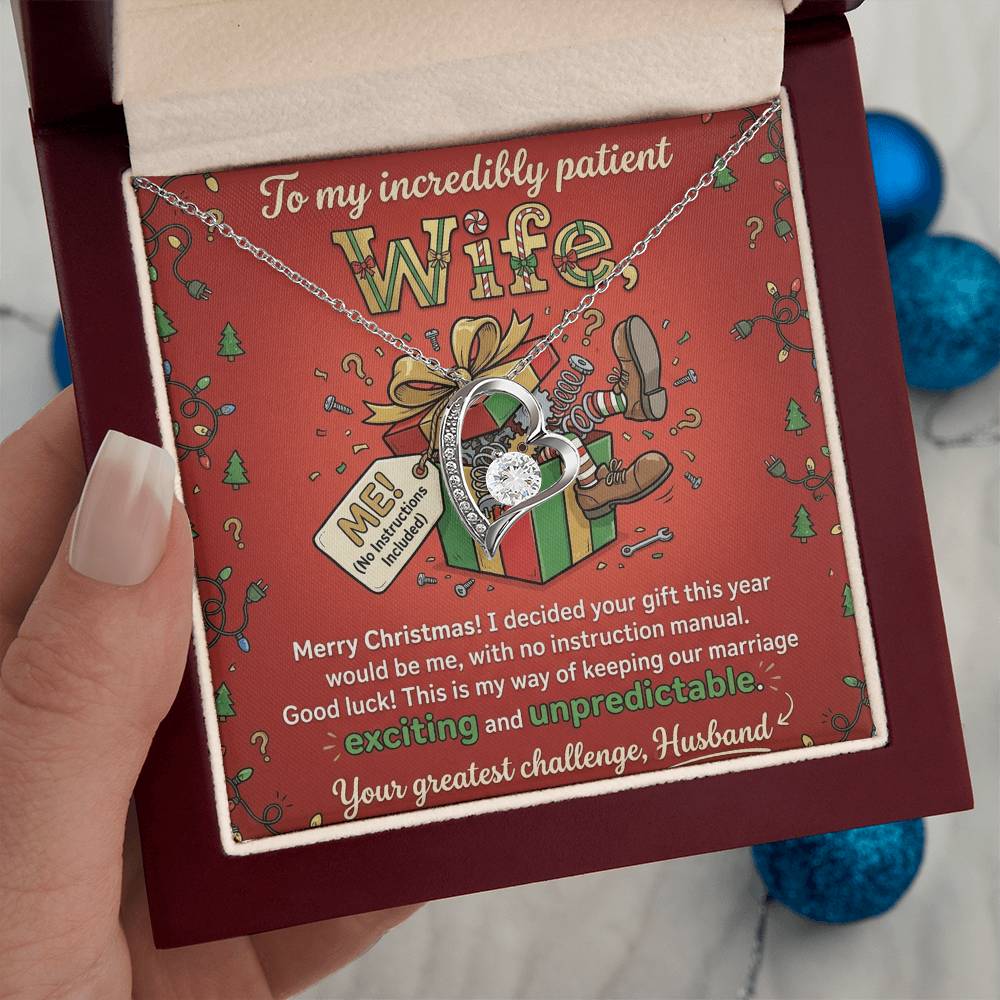 To My Wife Necklace From Husband, Funny Christmas Gift, To My Incredibly Patient Wife, Husband to Wife Present, Love Knot Necklace-LKN55259