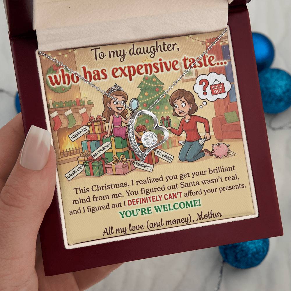 To My Daughter Necklace From Mother, Funny Christmas Gift, Sarcastic Holiday Present For Daughter From Mom, Birthday Gift - Love Knot Necklace-LKN94854