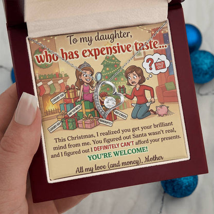 To My Daughter Necklace From Mother, Funny Christmas Gift, Sarcastic Holiday Present For Daughter From Mom, Birthday Gift - Love Knot Necklace-LKN94854