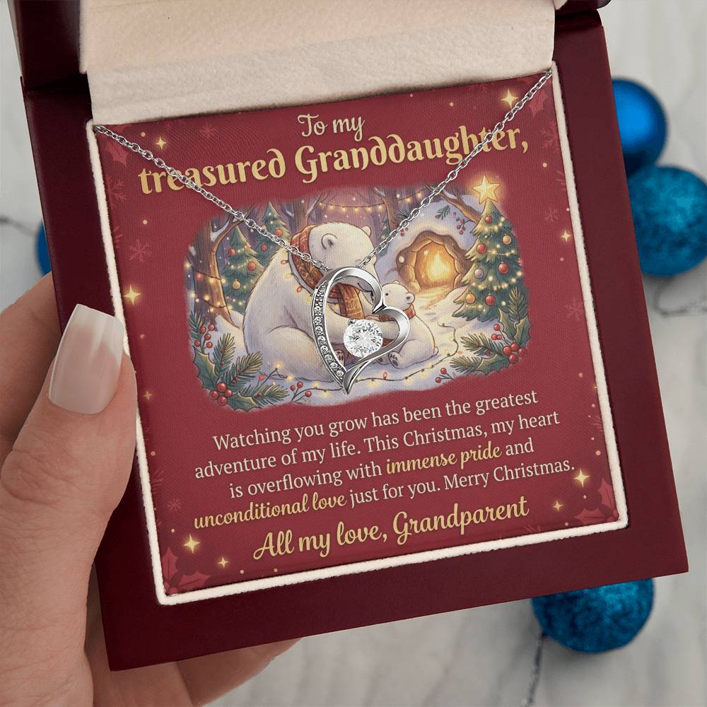 To My Granddaughter Necklace From Grandparent, Christmas Gift, Proud of You Gift for Granddaughter - Love Knot Necklace-LKN91197