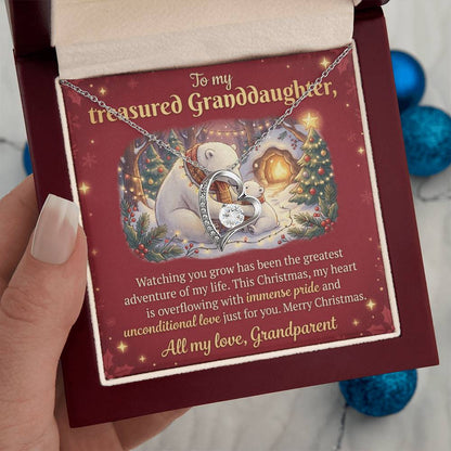 To My Granddaughter Necklace From Grandparent, Christmas Gift, Proud of You Gift for Granddaughter - Love Knot Necklace-LKN91197