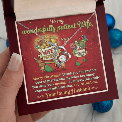 To My Wife Necklace From Husband, Funny Christmas Gift For Her, Husband to Wife Jewelry, Holiday Gift for Wife - Love Knot Necklace-LKN80863