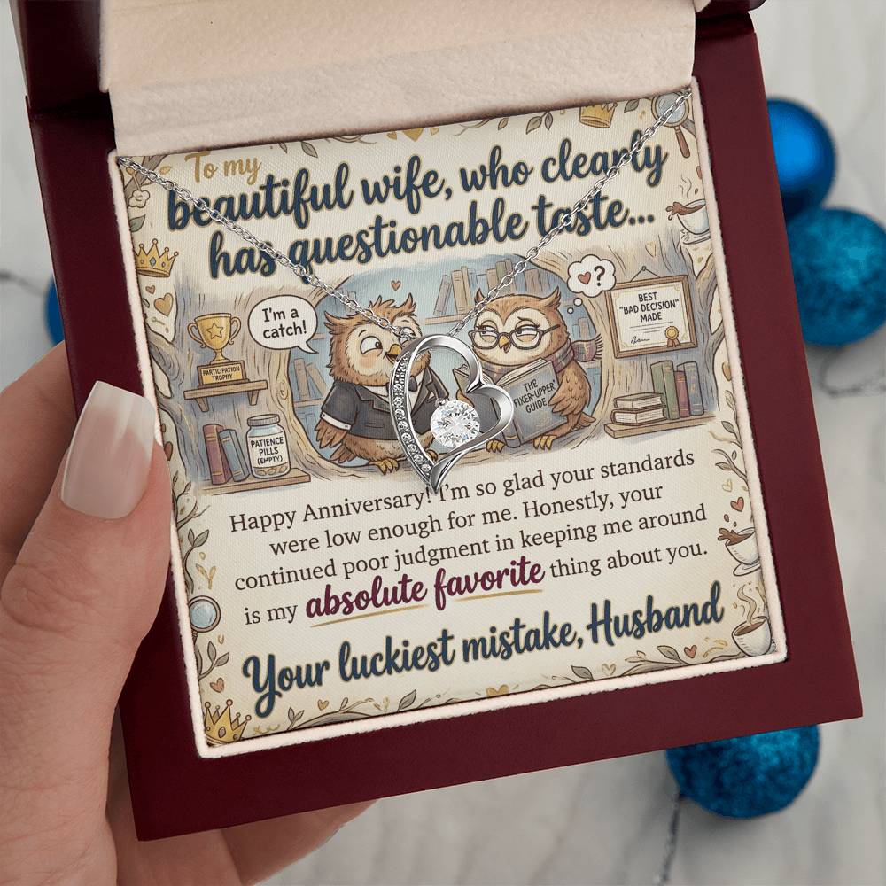 To My Wife Necklace From Husband, Funny Anniversary Gift For Her, Love Knot Necklace-LKN88044