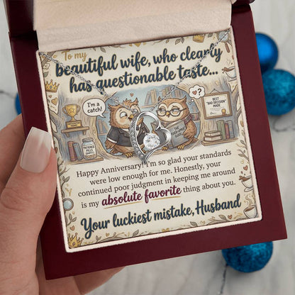 To My Wife Necklace From Husband, Funny Anniversary Gift For Her, Love Knot Necklace-LKN88044
