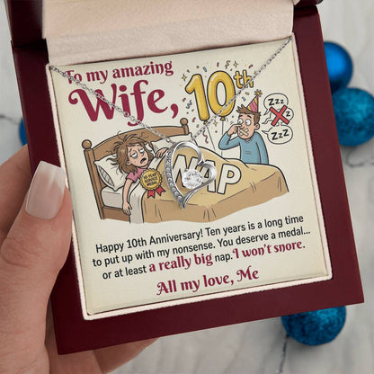 To My Wife Necklace From Husband, Funny 10th Anniversary Gift For Wife - Love Knot Necklace-LKN27220