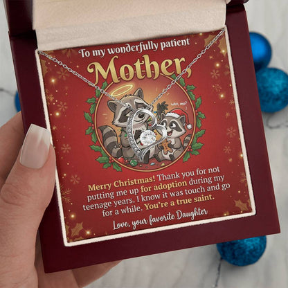To My Mother Necklace From Daughter, Funny Christmas Gift, Birthday Gift for Mom from Daughter - Love Knot Necklace-LKN74211