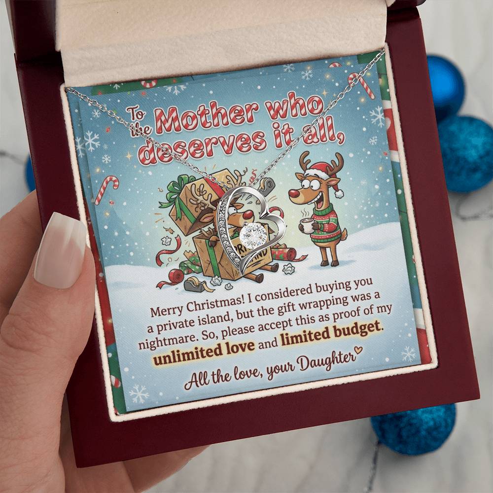 To My Mother Necklace From Daughter, Funny Christmas Gift For Mom, Mother Daughter Christmas Present, Love Knot Necklace-LKN43258