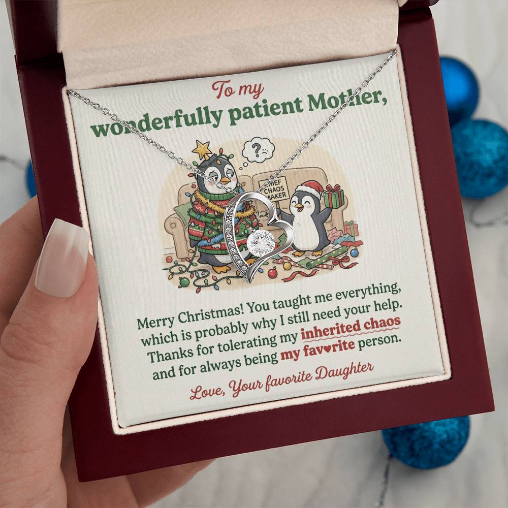 To My Mother Necklace From Daughter, Funny Christmas Gift For Mom, Holiday Present For Mother - Love Knot Necklace-LKN16282