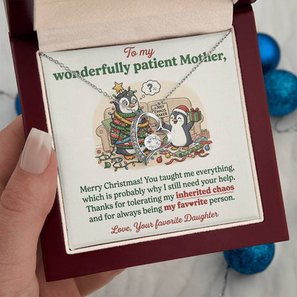 To My Mother Necklace From Daughter, Funny Christmas Gift For Mom, Holiday Present For Mother - Love Knot Necklace-LKN16282