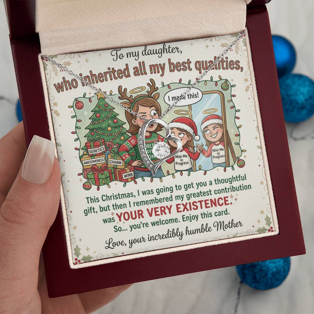 To My Daughter Necklace From Mother, Funny Christmas Gift, Gift For Daughter From Mom - Love Knot Necklace-LKN29867