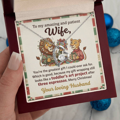 To My Wife Necklace From Husband, Funny Christmas Gift for Wife, Xmas Present, Love Knot Necklace-LKN48894