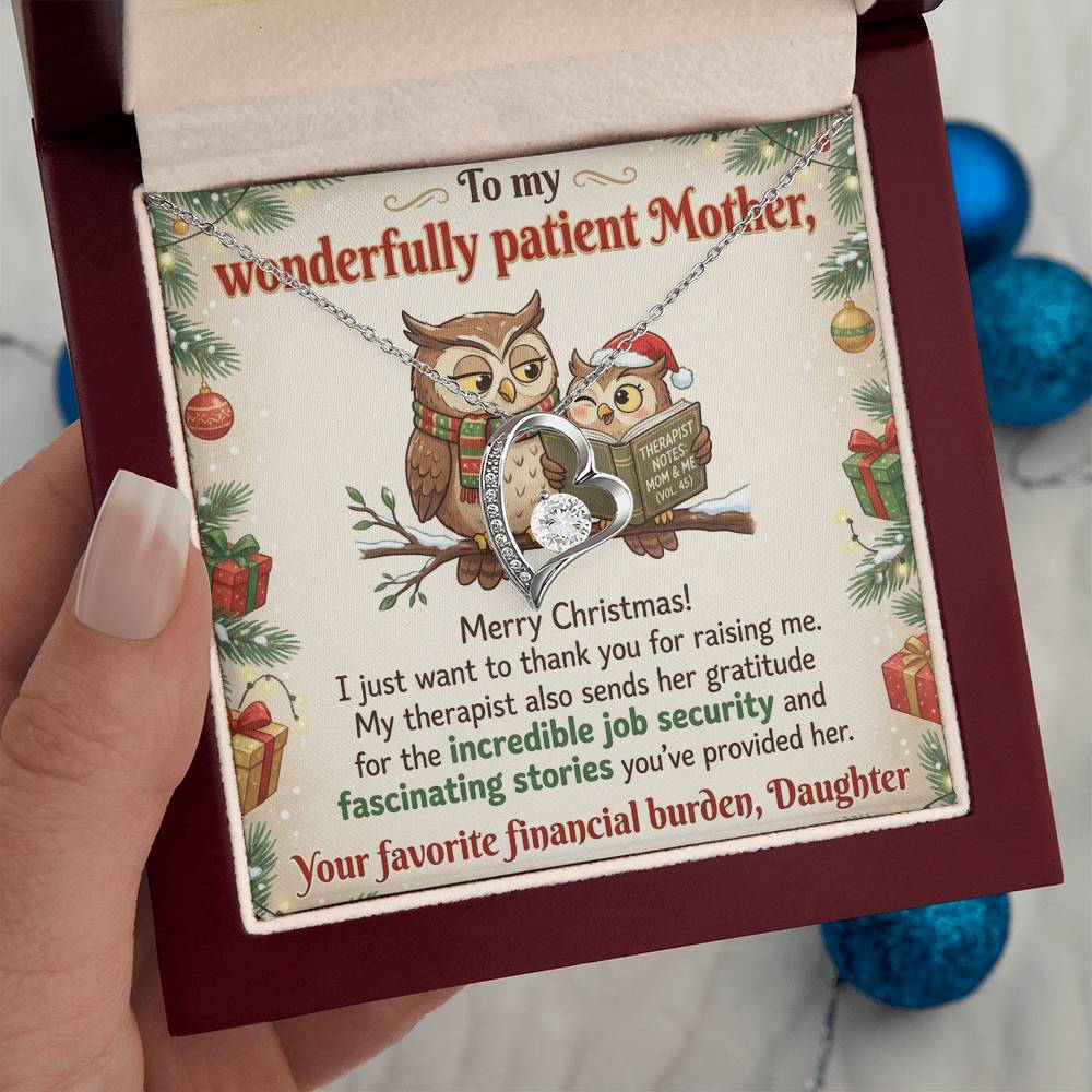 To My Mother Necklace From Daughter, Funny Christmas Gift for Mom, Humorous Holiday Gift, Love Knot Necklace-LKN68116