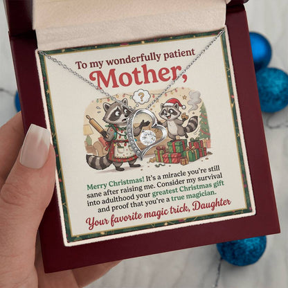 To My Mother Necklace From Daughter, Funny Christmas Gift For Mom, Holiday Gift, Merry Christmas - Love Knot Necklace-LKN18617