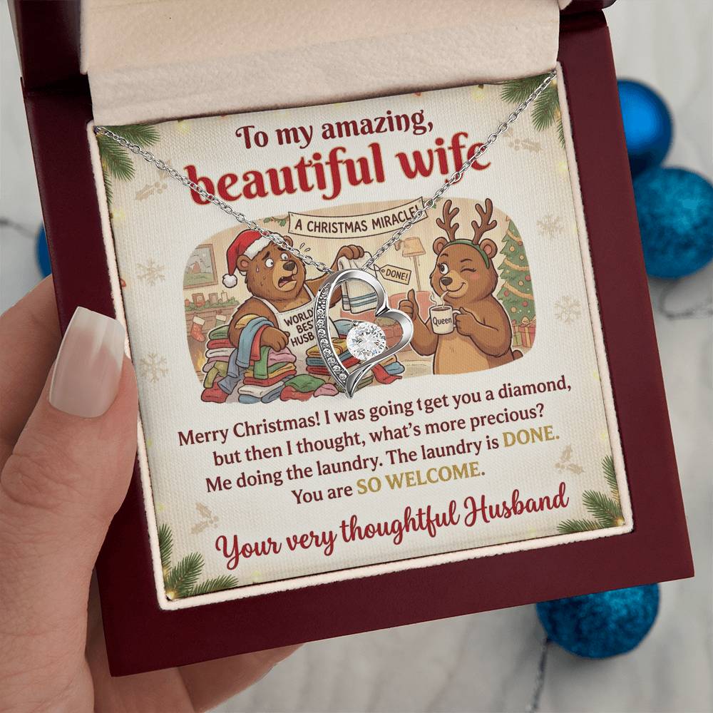 To My Wife Necklace From Husband, Funny Christmas Gift For Her, Humorous Holiday Present - Love Knot Necklace-LKN90290