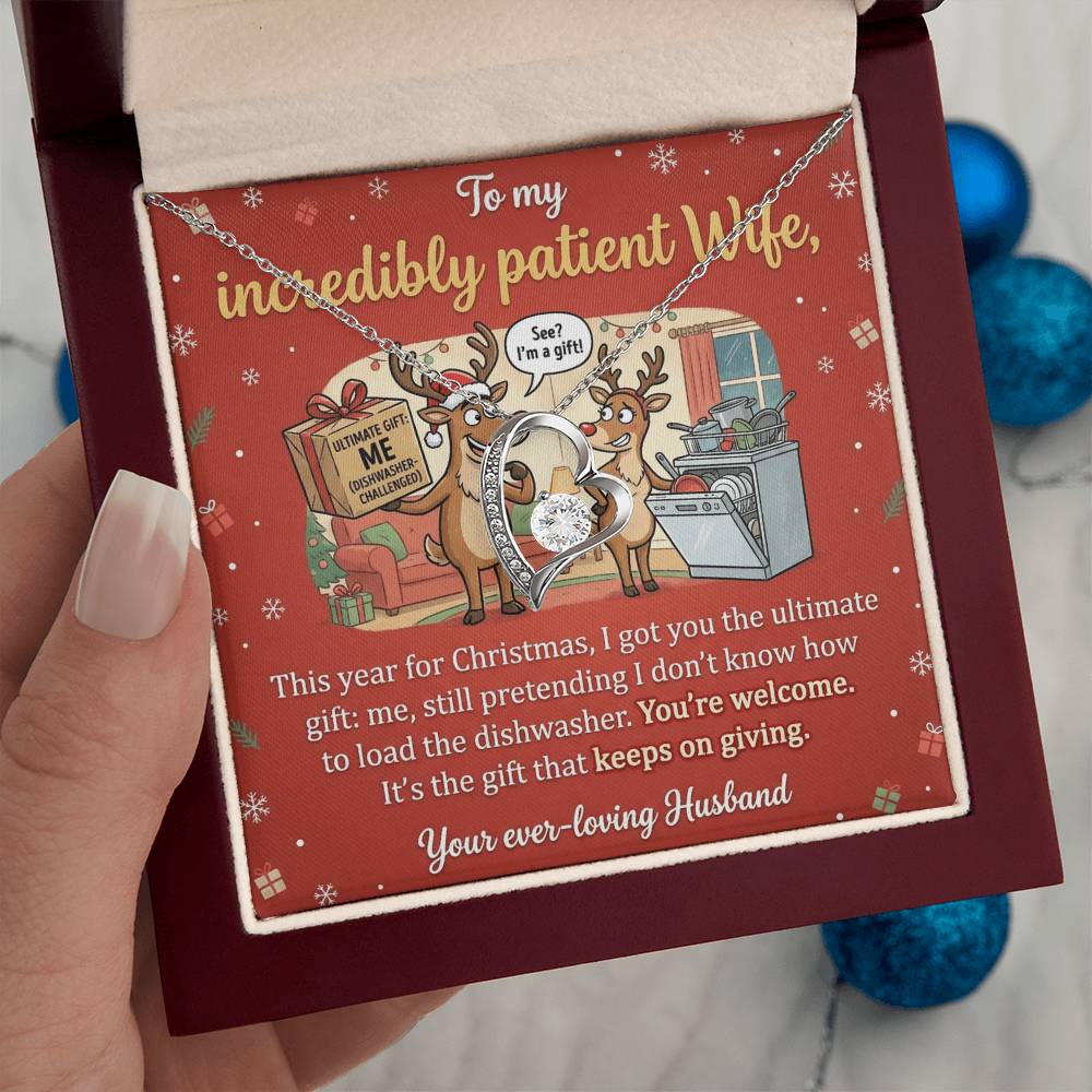 To My Wife Necklace From Husband, Funny Christmas Gift, Humorous Present for Incredibly Patient Wife - Love Knot Necklace-LKN23698