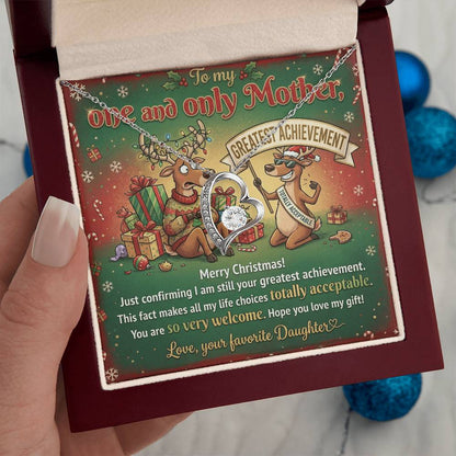 To My Mother Necklace From Daughter, Funny Christmas Gift, Greatest Achievement, Holiday Gift for Mom - Love Knot Necklace-LKN76298