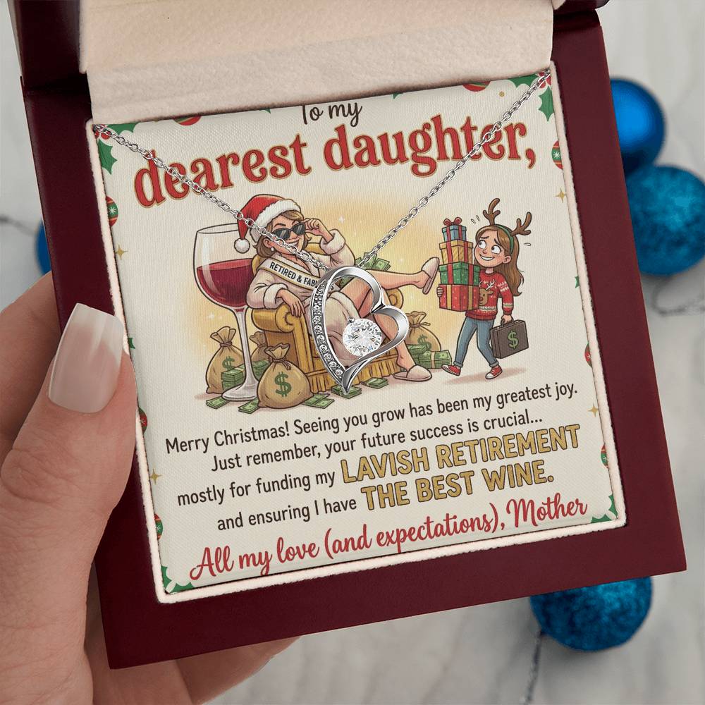 To My Dearest Daughter Necklace From Mother, Funny Christmas Gift, Humorous Xmas Present for Her, Future Success Gift, Love Knot Necklace-LKN56173