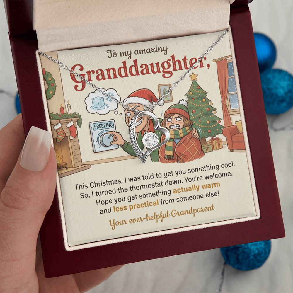 To My Granddaughter Necklace From Grandparent, Funny Christmas Gift, Xmas Present for Granddaughter, Holiday Gift Idea - Love Knot Necklace-LKN60839