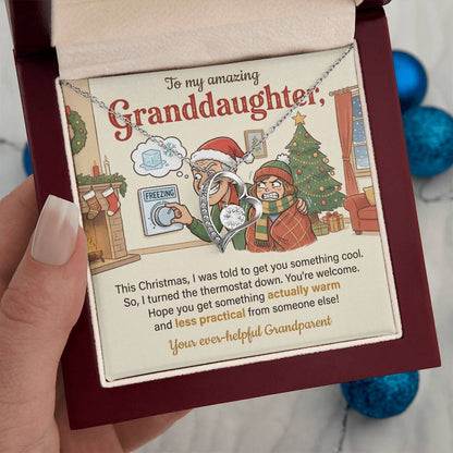 To My Granddaughter Necklace From Grandparent, Funny Christmas Gift, Xmas Present for Granddaughter, Holiday Gift Idea - Love Knot Necklace-LKN60839