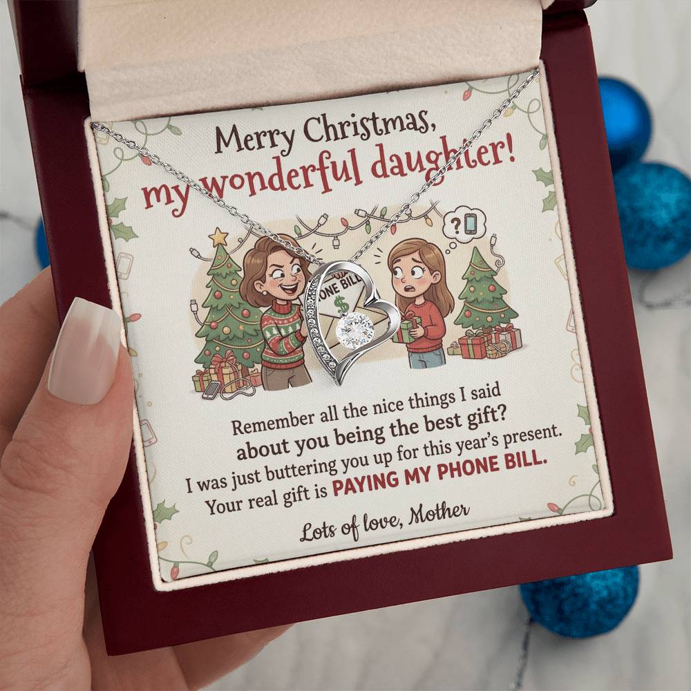 To My Daughter Necklace From Mother, Funny Christmas Gift, Xmas Present For Her, Love Knot Necklace-LKN73271