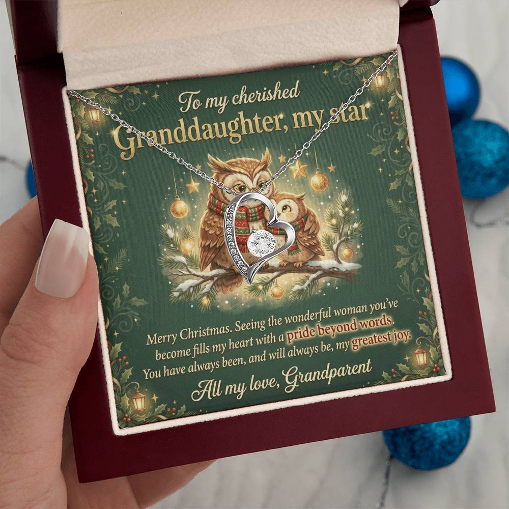 To My Granddaughter Necklace From Grandparent, Merry Christmas Gift, Sentimental Gift for My Star, Greatest Joy - Love Knot Necklace-LKN86139
