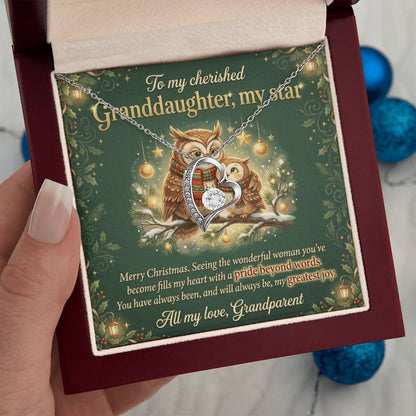 To My Granddaughter Necklace From Grandparent, Merry Christmas Gift, Sentimental Gift for My Star, Greatest Joy - Love Knot Necklace-LKN86139