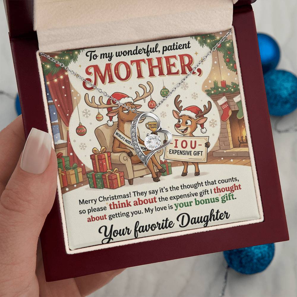 To My Mother Necklace From Daughter, Funny Christmas Gift For Mom, Birthday Present, Mother Daughter Gift, Love Knot Necklace-LKN13045