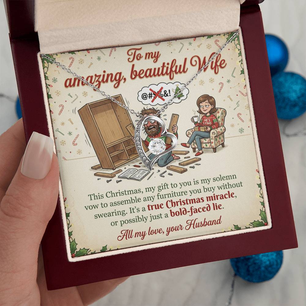 To My Wife Necklace From Husband, Funny Christmas Gift, Holiday Present for Her - Love Knot Necklace-LKN45614