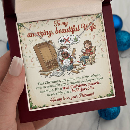 To My Wife Necklace From Husband, Funny Christmas Gift, Holiday Present for Her - Love Knot Necklace-LKN45614