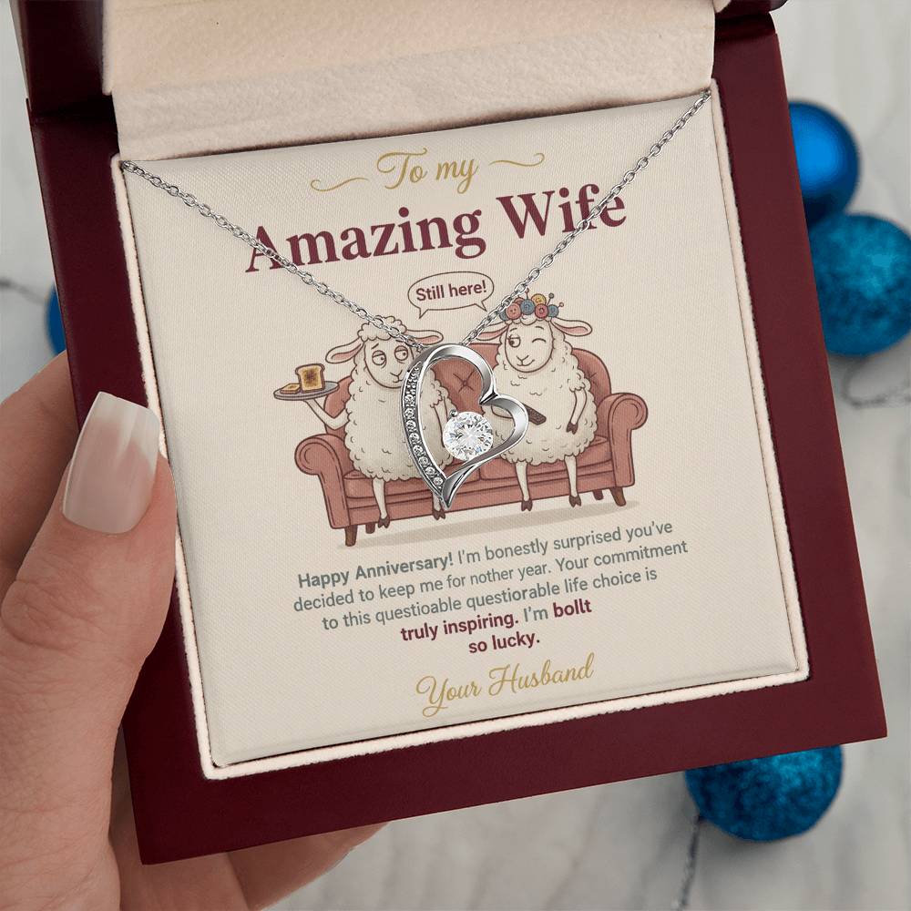 To My Wife Necklace From Husband, Funny Anniversary Gift For Her, Wife Birthday Gift - Love Knot Necklace-LKN50846