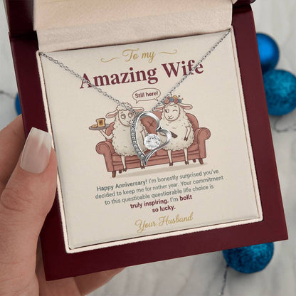 To My Wife Necklace From Husband, Funny Anniversary Gift For Her, Wife Birthday Gift - Love Knot Necklace-LKN50846