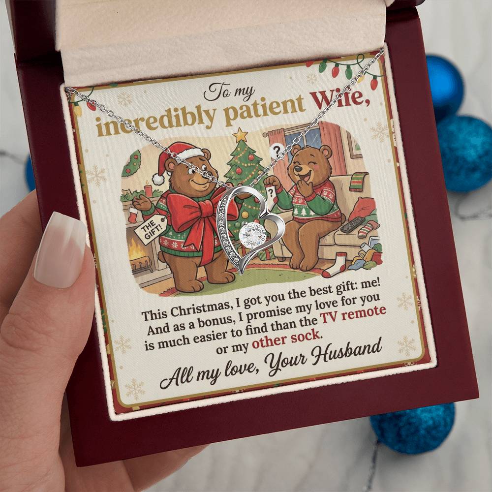 To My Wife Necklace From Husband, Funny Christmas Gift For Patient Wife, Anniversary, Birthday Gift - Love Knot Necklace-LKN77680
