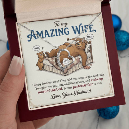 To My Wife Necklace From Husband, Funny Anniversary Gift, Romantic Gift for Her, Wife Gift - Love Knot Necklace-LKN80275