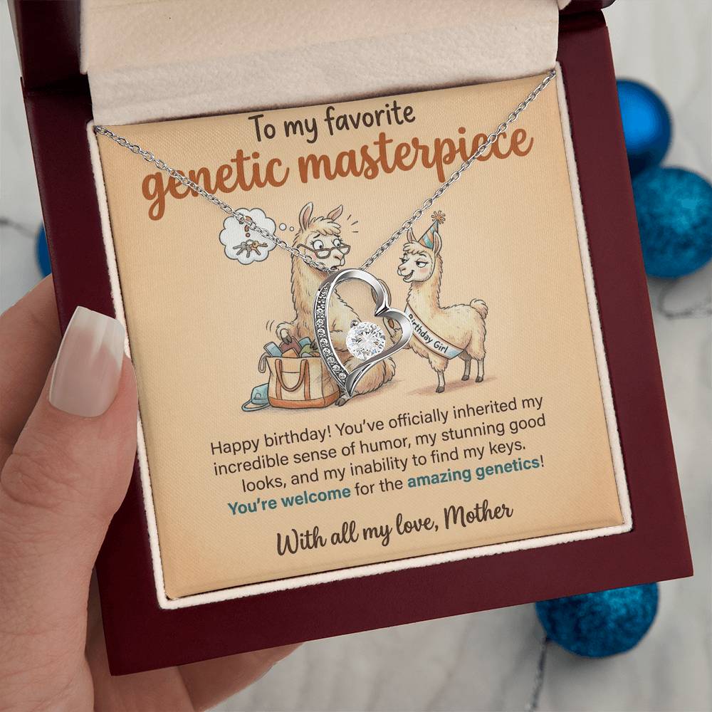 To My Genetic Masterpiece Necklace From Mother, Funny Birthday Gift For Daughter, Unique Gift From Mom - Love Knot Necklace-LKN14332