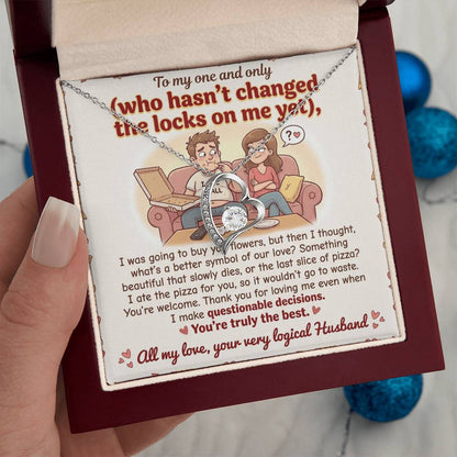 To My Wife Necklace From Husband, Funny Anniversary Gift For Her, Romantic Birthday Present, Thank You For Loving Me - Love Knot Necklace-LKN91999