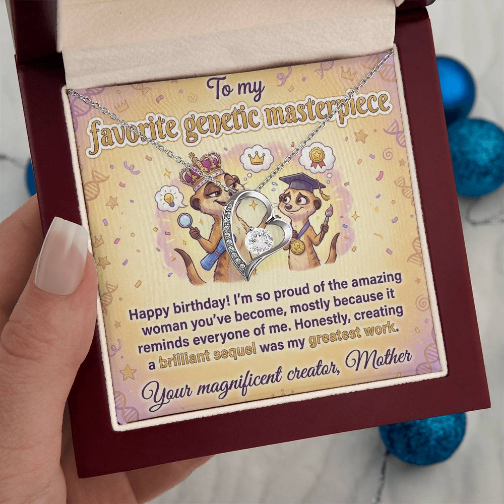 To My Genetic Masterpiece Necklace From Mother - Happy Birthday Gift for Daughter, Funny Mom Gift Idea, Love Knot Necklace-LKN86651