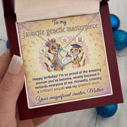 To My Genetic Masterpiece Necklace From Mother - Happy Birthday Gift for Daughter, Funny Mom Gift Idea, Love Knot Necklace-LKN86651