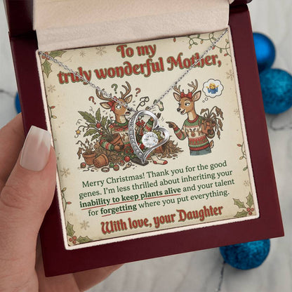 To My Mother Necklace From Daughter, Funny Christmas Gift For Mom, Xmas Present For Her, Love Knot Necklace-LKN53783