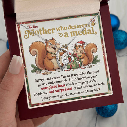 To My Mother Necklace From Daughter, Funny Christmas Gift, Holiday Gift for Mom - Love Knot Necklace-LKN83215