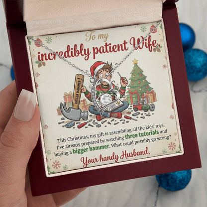 To My Wife Necklace From Husband, Funny Christmas Gift For Wife, Holiday Gift Idea, Love Knot Necklace-LKN13765